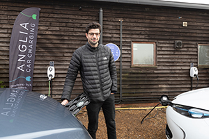Charlie Jardine, Founder and CEO at EO Charging at the first Plug in Suffolk charging location