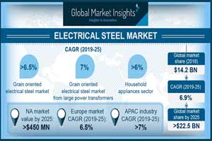 A diagram showing the market for Grain-oriented electrical steel