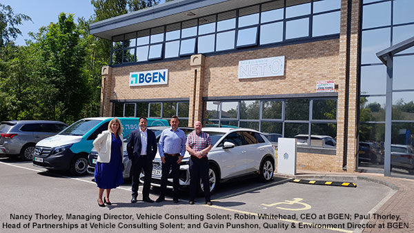 Nancy Thorley, Managing Director, Vehicle Consulting Solent; Robin Whitehead, CEO at BGEN; Paul Thorley, Head of Partnerships at Vehicle Consulting Solent; and Gavin Punshon, Quality & Environment Director at BGEN