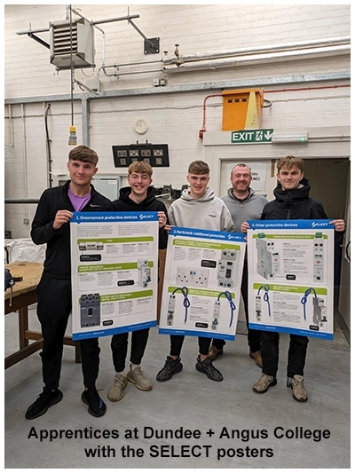 Apprentices at Dundee + Angus College with the SELECT posters.