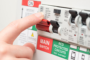 Residual Current Device and main switch.