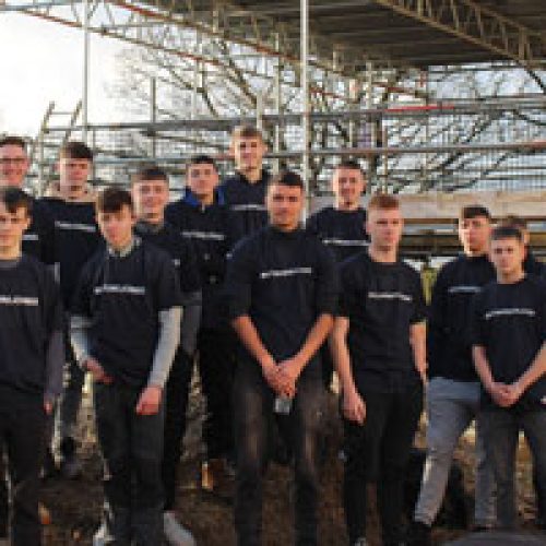 Preston college students wearing their Dickies shirts